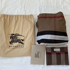 Burberry Medium Canvas Check Hobo Bag, White
